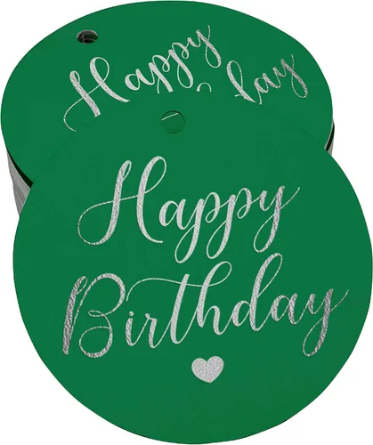 Vista 46 de Etiqueta de papel para colgar con texto en inglés «Happy Birthday» (50 unidades)