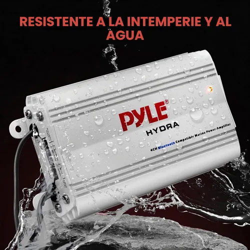 Vista 2 de Pyle Amplificador marino automático de 4 canales, 200 vatios RMS 4 OHM estéreo de rango completo con Bluetooth inalámbrico y potente altavoz Prime