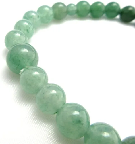 Vista 4 de Pulsera de piedra de gradación de jade indio de cuarzo aventurina verde para mujer brazalete elástico Kyoto meditación yoga pulsera regalos para ella