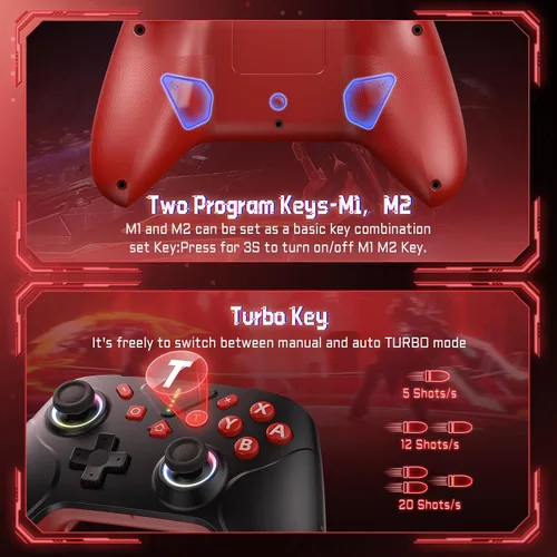 Vista 7 de [Switch 2/1/OLED Wireless Controller] Wireless Controller for Nintendo Switch 2/Switch/OLED, RGB 12 Color, Bluetooth Game Controller with Vibration