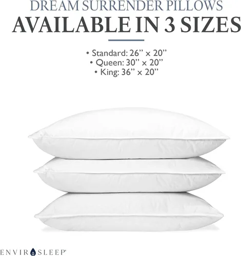 Vista 7 de Envirosleep Dream Surrender - Almohadas de apoyo firme, juego de almohada de algodón relleno de poliéster hipoalergénico, juego de 2 almohadas