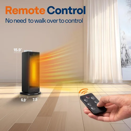 Vista 7 de VIVOHOME Calentador de espacio con humidificador, calentador eléctrico para uso en interiores, calentador de cerámica silencioso de 1500 W