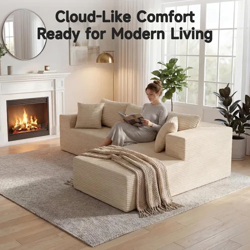 Vista 5 de Bashaw Sofá modular de 108 pulgadas con diván, sofá sin hueso en forma de L, asiento profundo, tapizado, sin hueso, para sala de estar