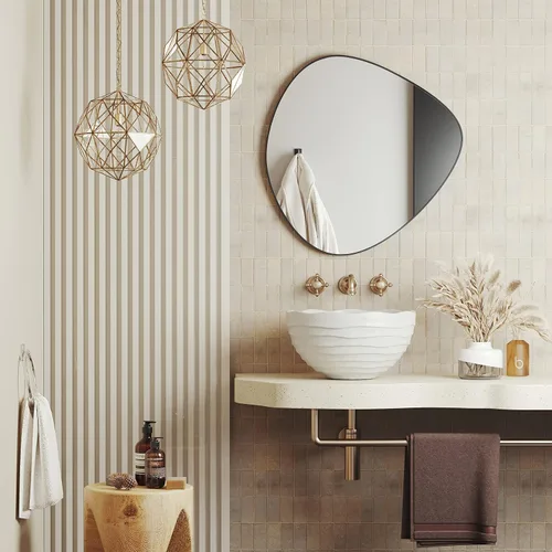Vista 7 de Barnyard Designs Espejo de pared irregular, espejo redondo asimétrico con forma abstracta única, montaje desde múltiples direcciones, perfecto