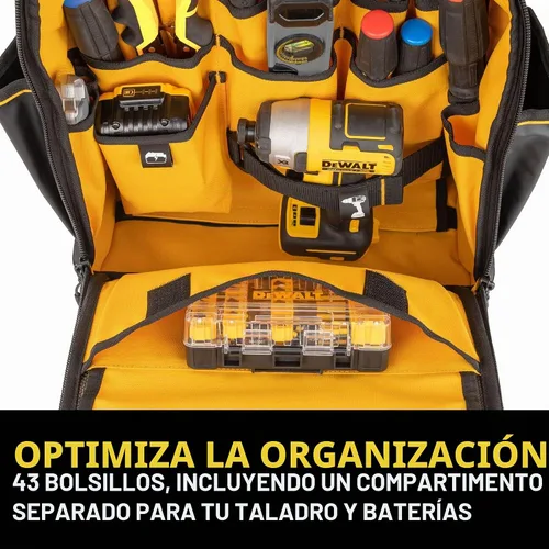 Vista 3 de Mochila de herramientas DEWALT, almacenamiento y organización de herramientas, duradera y resistente al agua (DWST560102)