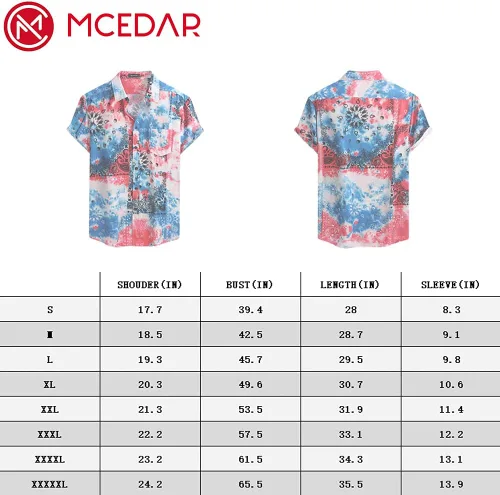 Vista 7 de MCEDAR Mens Casual Button Down Short Sleeve Paisley Printed Summer Vintage Beach Vacation Shirts