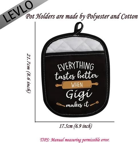 Vista 2 de LEVLO Los mejores regalos de cocina para hornear para madre, padre, todo sabe mejor cuando Mimi/abuela/nana/papa/nonna/gigi hace que sea guantes