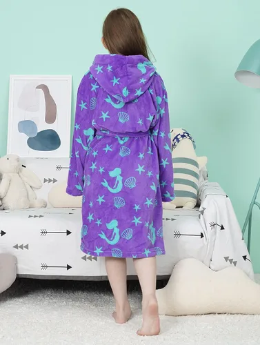 Vista 4 de Arctic Paw - Bata de baño cálida de felpa con capucha de invierno para niños y niñas.