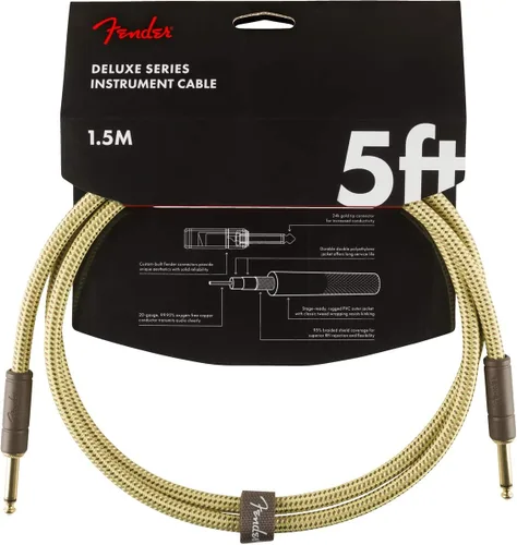 Vista 4 de Fender Cable de instrumentos de la serie Deluxe, recto/recto, Tweed, 18.6 pies