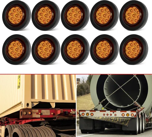 Vista 12 de 10 Piezas Luces LED Marcadoras de Separación Redondas para Remolque de 2", 4 LED Empotradas con Ojales de Goma y Cables con Conectores de 2 Clavijas