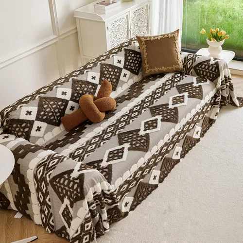 Vista 49 de HANDONTIME Fundas de Sofá Sillón Funda de Sofá Boho para Perros Caqui Funda de Sofá con Borlas Silla Reclinable Funda de Futón Lavable 1 Cojín Sofá