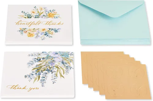 Vista 2 de Papyrus Tarjetas de agradecimiento de boda en blanco con sobres, hojas de eucalipto (20 unidades)