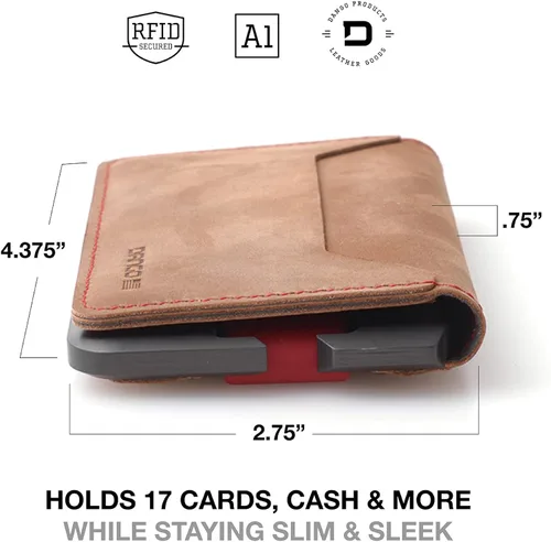 Vista 4 de Dango D01 Dapper EDC Wallet - Hecho en Estados Unidos - Cuero genuino aluminio CNC y bloqueo RFID