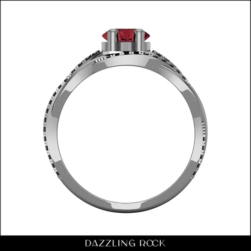 Vista 4 de Dazzlingrock Collection Juego de anillos nupciales de diamantes negros redondos y piedras preciosas marquesas creadas en laboratorio de 0.472 x