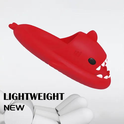 Vista 4 de Sandalias Cloud Shark para hombres y mujeres, divertidas pantuflas de animales para adultos, acogedoras sandalias antideslizantes de tiburón