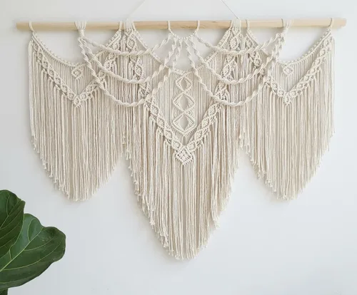 Vista 7 de guzhiou gran tapiz de macramé (Borla con cuentas)