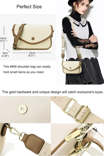 Vista 5 de Bolso cruzado de hombro para mujer, bolsos pequeños de cuero, bolsos de moda