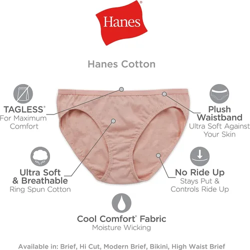 Vista 4 de Hanes Women's High-Waisted Pack, Cotton Brief Underwear, 10-Pack (Colors May Vary)