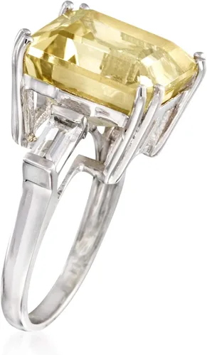 Vista 3 de Ross-Simons 10.00 Carat Lemon Topaz and .60 ct. t.w. White Topaz Ring in Sterling Silver