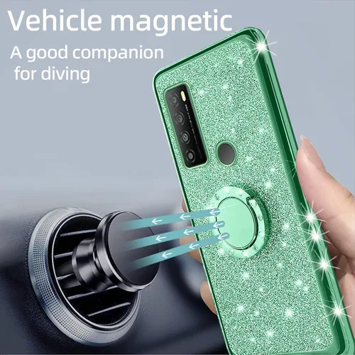 Vista 6 de Funda para teléfono TCL 30 XL, 30XL T701DL para mujer, con purpurina, suave, elegante, TPU transparente, de lujo, linda funda protectora con correa