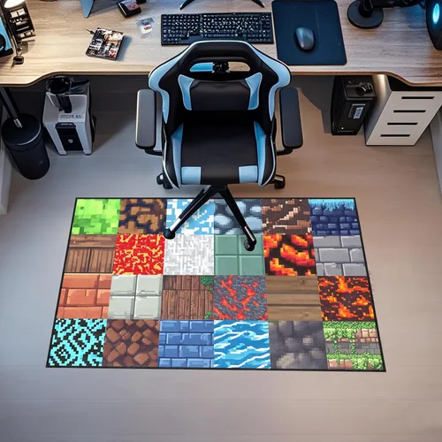 Vista 4 de Alfombra de juego - Alfombra de habitación de juegos a cuadros genial para niños, adolescentes, niños, alfombra para dormitorio, sala