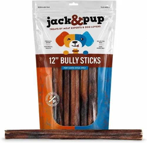Vista 9 de Jack&Pup Palitos de Intimidación Jumbo de 12 Pulgadas para Perros (Paquete de 5) Palitos de Intimidación de un Solo Ingrediente para Perros Grandes