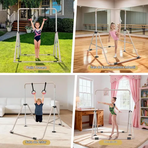 Vista 6 de SHIWEI Gymnastics Bar for Kids, Gymnastic Kip Bar 5-Height Adjustable Home