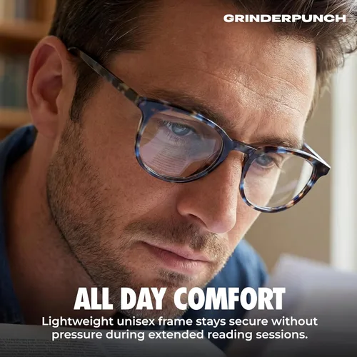 Vista 5 de grinderPUNCH Reading Glasses Men Women Fashion Computer Readers Stylish Blue Light Blocking Glasses Gaming Eyeglasses Tide Pool Tortoise
