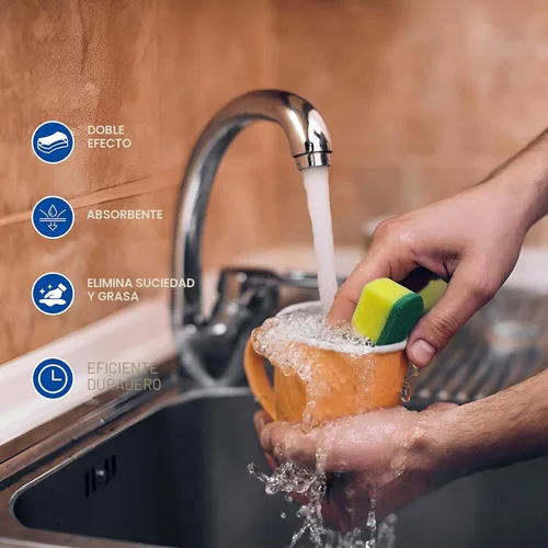 Vista 6 de Esponjas de limpieza de cocina,Paquete de 24 Eco Anti-Scratch para platos,Esponjas para fregar