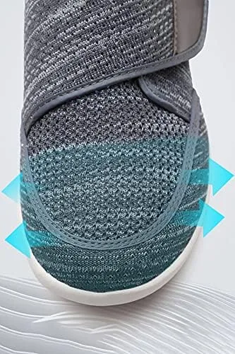 Vista 5 de Zapatos para diabéticos de ancho ancho ancho para hombre anciano, zapatos anchos para hombre, zapatos para caminar con cierre ajustable