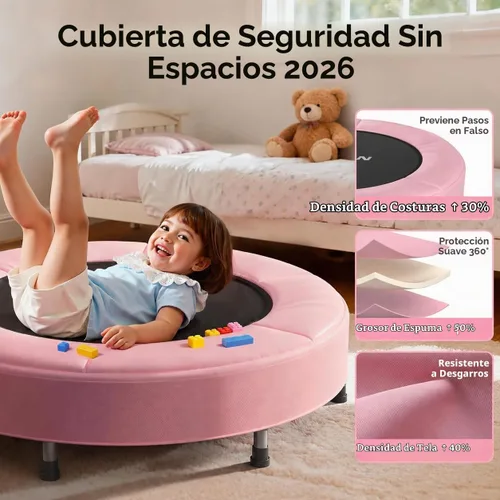 Vista 2 de BCAN SP1 36'' Kids Toddler Trampoline Indoor, Foam Handle FED Fitness Rosa-Clásico