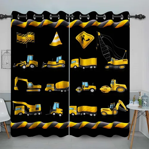 Vista 9 de Cortina opaca con diseño de dibujos animados para niños, diseño de luna, estrellas, planetas, cortinas de oscurecimiento con ojales inoxidables Azul