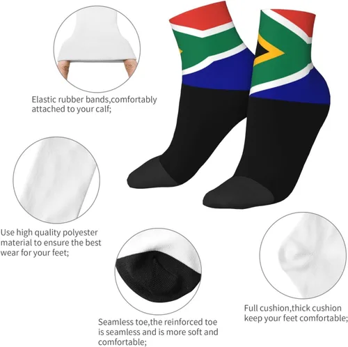 Vista 5 de Calcetines tobilleros con la bandera de Sudáfrica, de verano, corte bajo, deportivos, cómodos, transpirables, casuales, para hombres y mujeres, 1