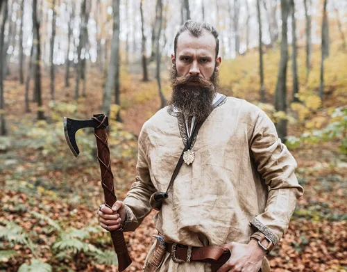 Vista 2 de Norse Tradesman Medieval Tunic - 350 GSM Linen Fabric - Premium Quality Viking Reenactment Attire