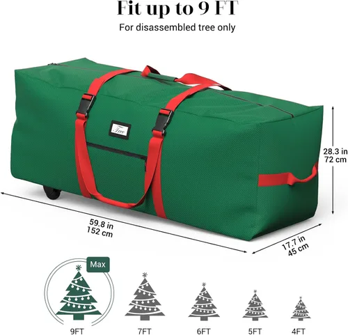 Vista 3 de Bolsa enrollable de almacenamiento para árbol de Navidad Winpull de 9 pies para árbol artificial, tela Oxford 600D impermeable, bolsa grande