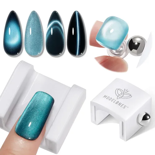 Vista 26 de modelones Juego de imanes de ojo de gato, esmalte de gel francés con corazón de ojo de gato, kit de herramientas de uñas de doble cabeza 5 en 1
