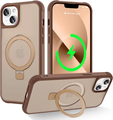 Vista 61 de CHAOFEnG Funda magnética compatible con iPhone 11 con soporte, prueba de caídas de grado militar, compatible con imán, anillo translúcido, parte