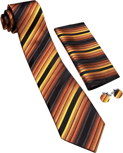 Vista 130 de Barry.Wang Juego de corbatas para hombre, corbata de seda a rayas, tejido a cuadros, gemelos formales, negocios, boda