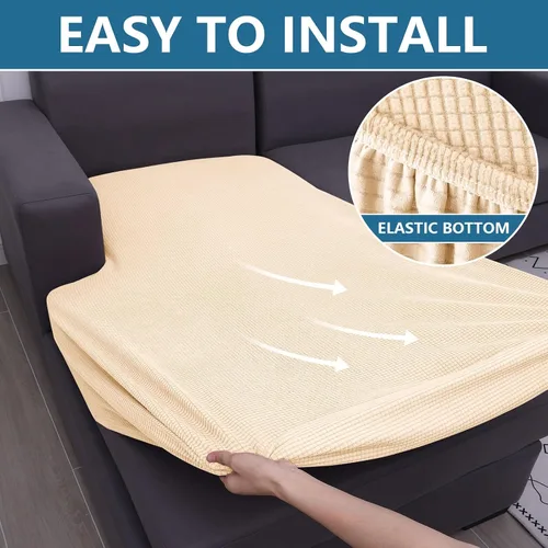 Vista 8 de Fundas impermeables para sofá seccional, fundas de cojín antideslizantes para sofá Ajuste seccional en forma de L, tela jacquard elástica, parte