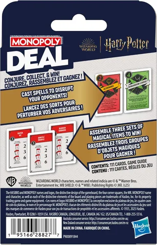 Vista 14 de Monopoly Deal: Juego de cartas de Harry Potter Juegos familiares para niños y adultos A partir de 8 años 2 a 5 jugadores 15 minutos