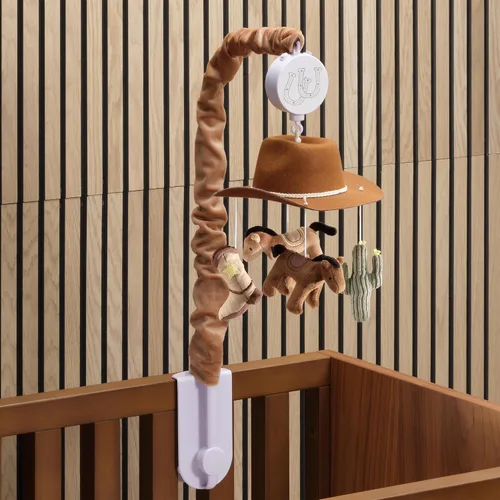 Vista 4 de Lambs & Ivy Country Western Cowboy Hat Musical Baby Crib Mobile Chupete