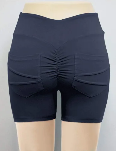 Vista 3 de HIOINIEIY Leggings fruncidos con levantamiento de glúteos para mujer, cintura alta, pantalones de yoga con bolsillos