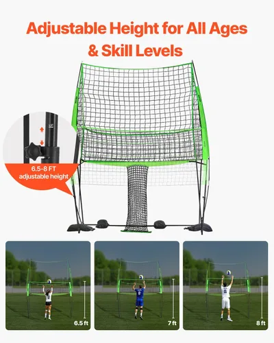 Vista 4 de VEVORAdjustable Height Badminton Net Set for Backyard Beach Lawn, Outdoor Portable Volleyball Net with Carrying Bag, 4 Square Quick Assemble Game