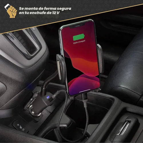 Vista 4 de Scosche Soporte universal para teléfono de automóvil de 12 V con cargador USB, soporte para teléfono con adaptador de encendedor de cigarrillos