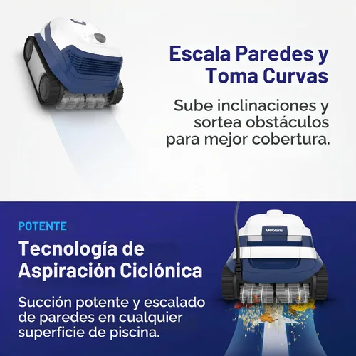 Vista 5 de Polaris ERA 842 - Limpiador robótico inteligente de piscina Aspirador de piscina con cable con control y programación de aplicaciones Escalada