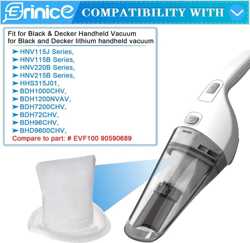 Vista 5 de Paquete de 6 filtros EVF100 de repuesto para Black and Decker HNV220B, HNV215B, HNV115B, HNV215B10, HNV115J, HHS315J01, HHS315J06, filtro lavable al