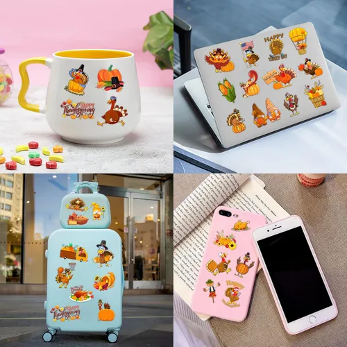 Vista 7 de Tatuajes temporales de Feliz Acción de Gracias, Hola Otoño Otoño Decoración de Fiesta de Cumpleaños Suministros Favores Decoración 96 Piezas Lindas