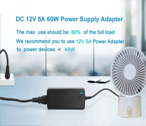 Vista 6 de Fuente de alimentación de 12 voltios, 5 A, 60 W, convertidor de adaptador de corriente alterna, 100 V-240 V CA a CC 12 voltios, adaptador
