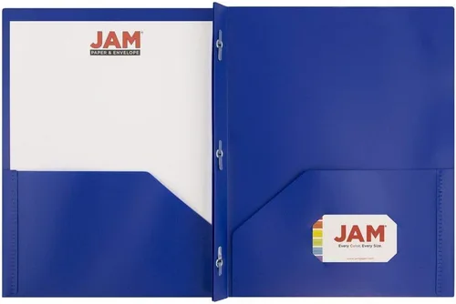 Vista 3 de JAM Paper Carpeta de presentación plástica POP de dos bolsillos Azul