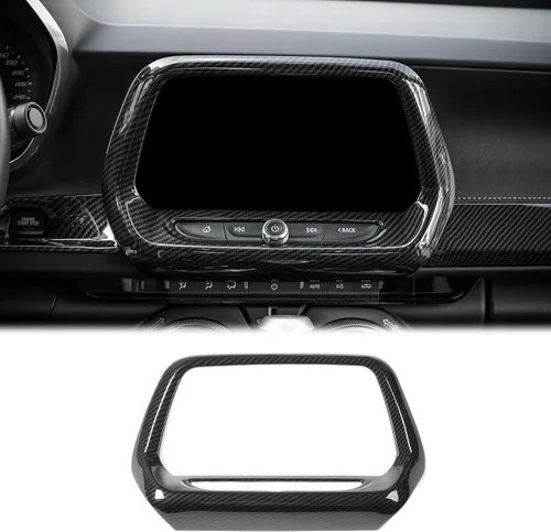 Vista 8 de Voodonala Cubierta del panel de navegación central para Chevy Camaro compatible con Chevy Camaro 2017-2023 (ABS, fibra de carbono negro, 7 pulgadas)